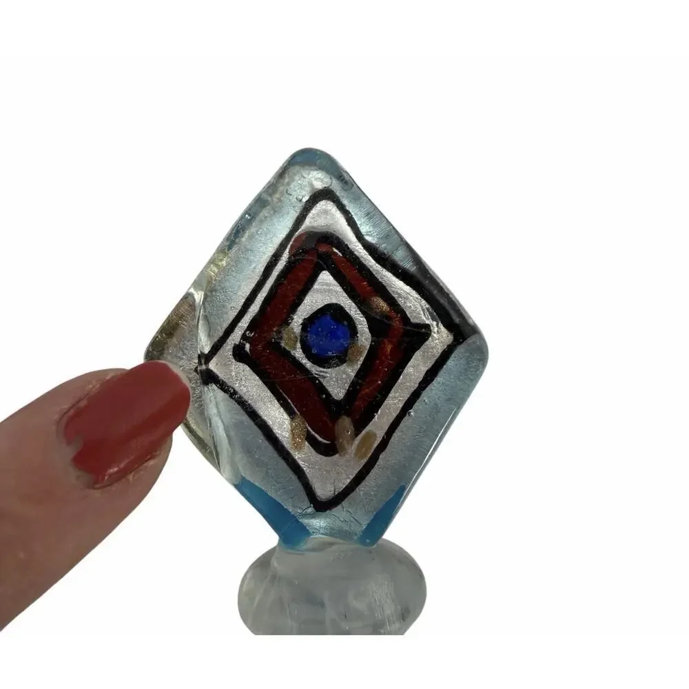 Bella Casa Ganz Art Glass Bottle Stopper Topper with Box Blue Diamond READ